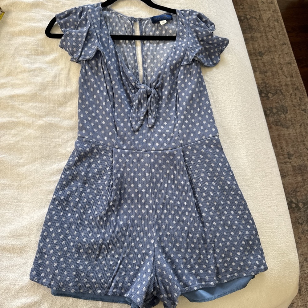 Women’s Small— Blue Romper with White Dots